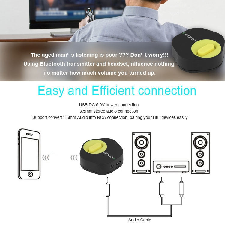 EDUP 2 in 1 Bluetooth V4.1+EDR 3.5mm Audio Receiver & Transmitter for Music and TV For iPhone, Samsung, HTC, Sony, Google, Huawei, Xiaomi and other Smartphones