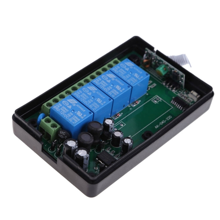 AC 220V 4CH Remote Switch Learning Code Receiver + 4 Buttons Remote Control 315MHz Transmitter