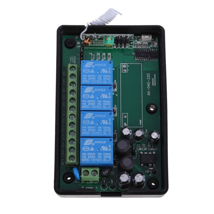 AC 220V 4CH Remote Switch Learning Code Receiver + 4 Buttons Remote Control 315MHz Transmitter