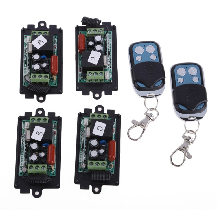 AC 220V 1CH Wireless Remote Control Receiver x 4 + 2 Buttons Remote Control RF Wireless Transceiver x 2