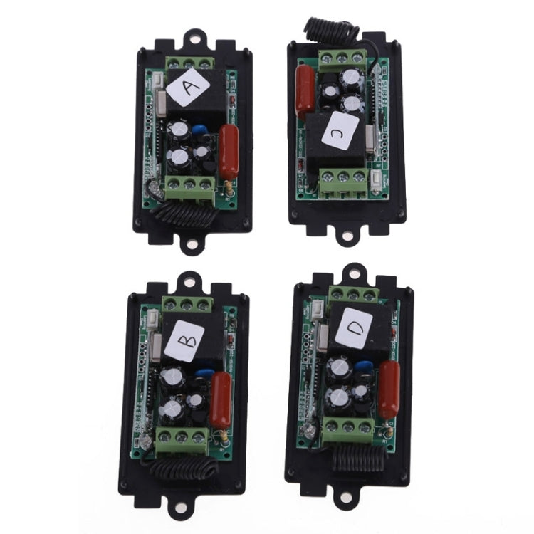 AC 220V 1CH Wireless Remote Control Receiver x 4 + 2 Buttons Remote Control RF Wireless Transceiver x 2