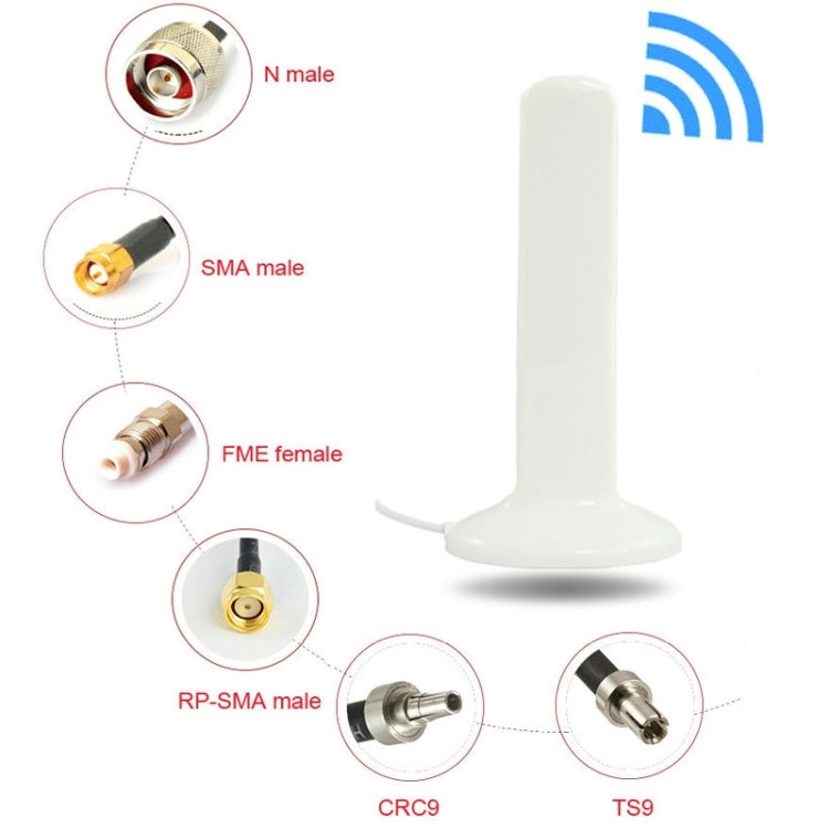High Quality Indoor 25dBi CRC9 4G Antenna, Cable Length: 2m(White)