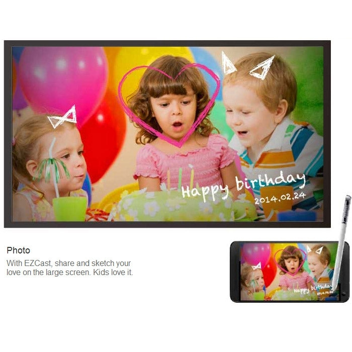 EZCAST Dual Frequency 2.4GHz/5GHz 300Mbps 1080P HD Video Decoder WiFi Display Miracast HDMI TV Dongle(White)