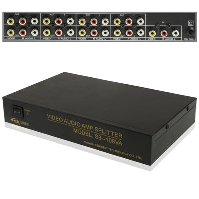8 Channels Video Audio AMP Splitter(Black)
