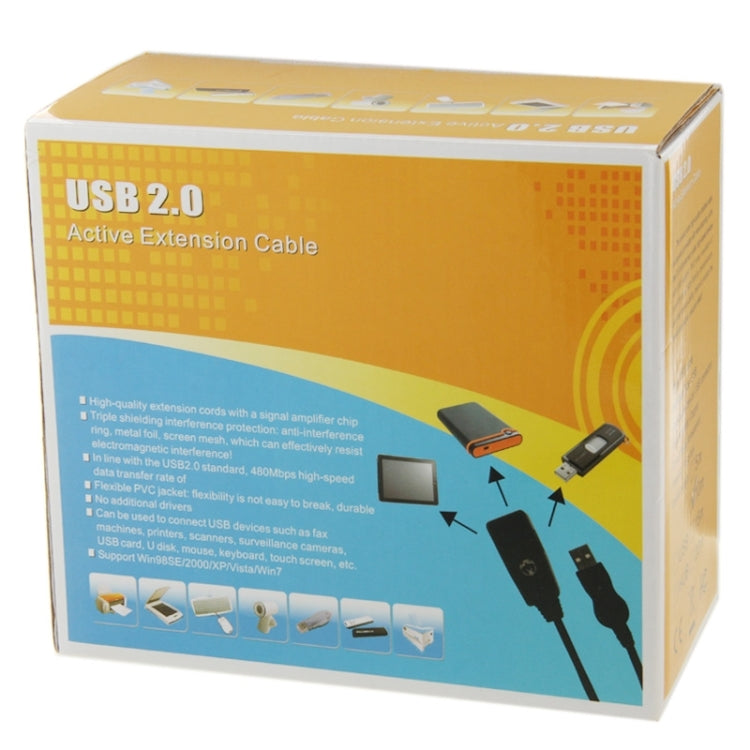 High Speed Transmission USB 2.0 HUB AM to Dual AF Extension Cable, Length: 10m(Blue)
