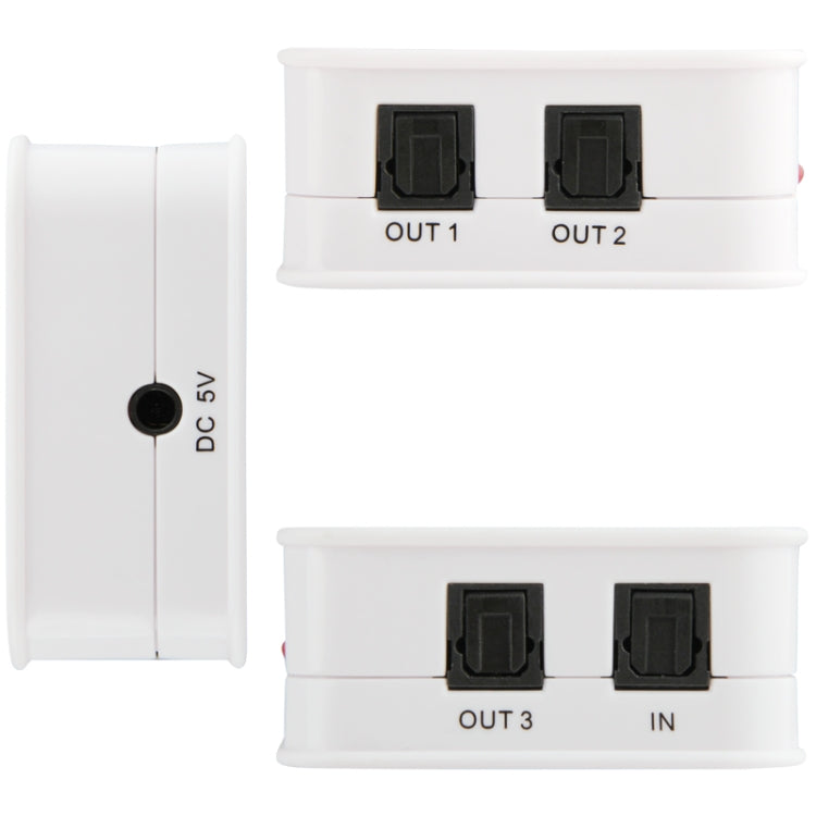 SPDIF / TOSLINK Power Adapter Digital Optical Audio Splitter Amplifier 1x3(White)