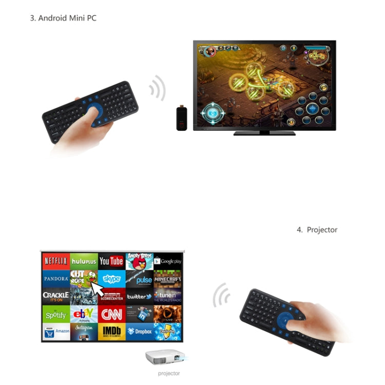 Measy RC7 2.4G USB Wireless Keyboard Gyroscope Air Fly Mouse for Mini PC Android TV Box(Black)
