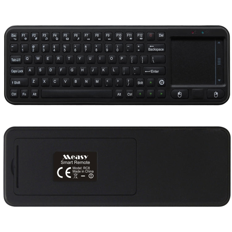 Measy RC8 3-in-1 Ultra Mini 2.4G Remote Control USB Wireless Keyboard Touchpad Air Fly Mouse for Mini PC Android TV Box(Black)
