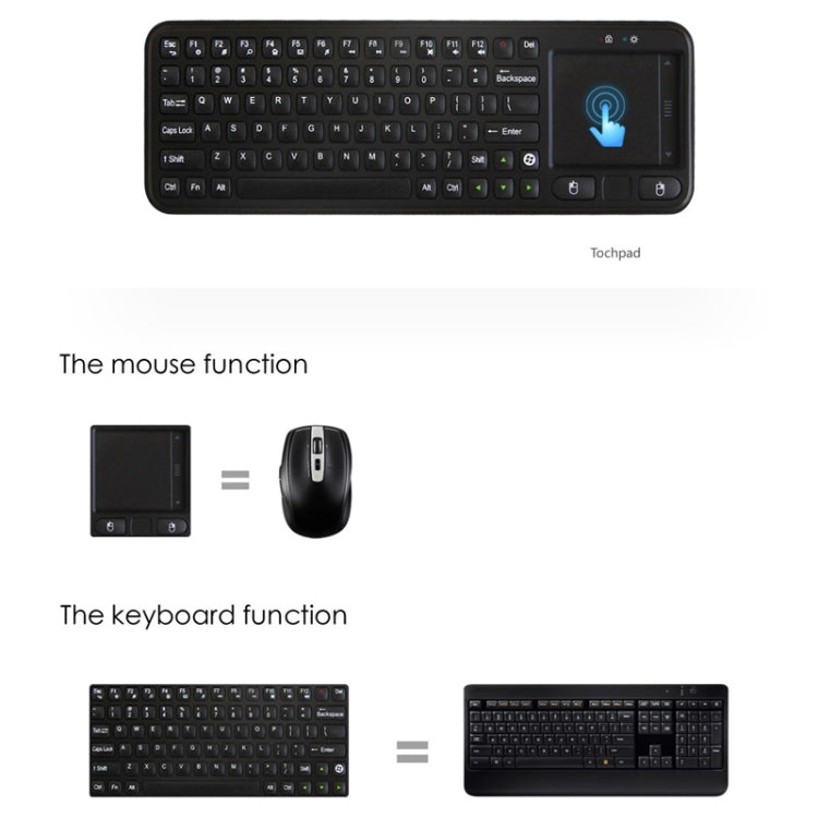 Measy RC8 3-in-1 Ultra Mini 2.4G Remote Control USB Wireless Keyboard Touchpad Air Fly Mouse for Mini PC Android TV Box(Black)