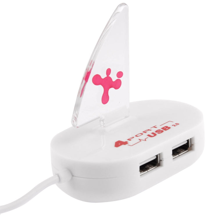 Mini USB 2.0 High Speed 480MBPs Sailing Shape 4 Ports USB HUB, Support up to 1TB x 2 HDD(White)