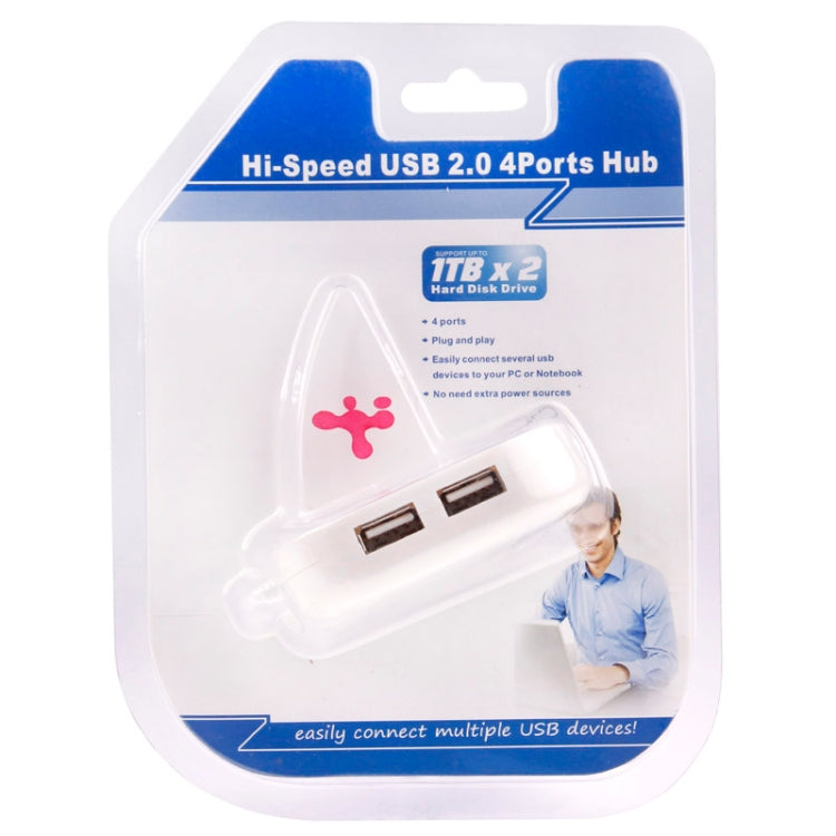 Mini USB 2.0 High Speed 480MBPs Sailing Shape 4 Ports USB HUB, Support up to 1TB x 2 HDD(White)