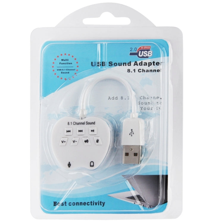 USB 2.0 Virtual 8.1 Channel Audio Sound Card Adapter Converter(White)