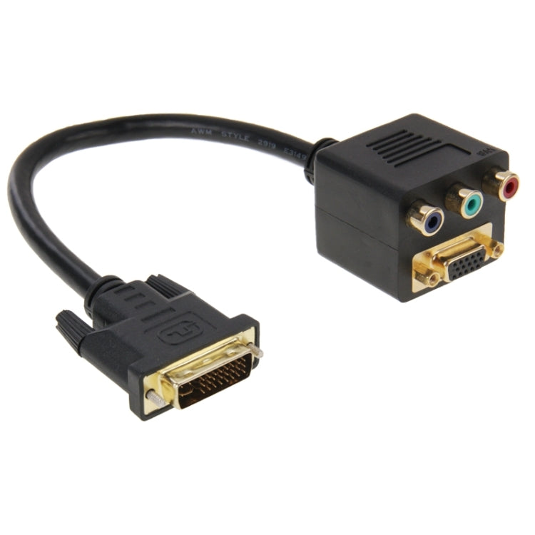 DVI 24+5 Pin Male to VGA + 3RCA Female Adapter Cable, Length: 30cm(Black)