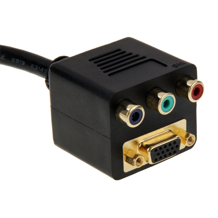 DVI 24+5 Pin Male to VGA + 3RCA Female Adapter Cable, Length: 30cm(Black)