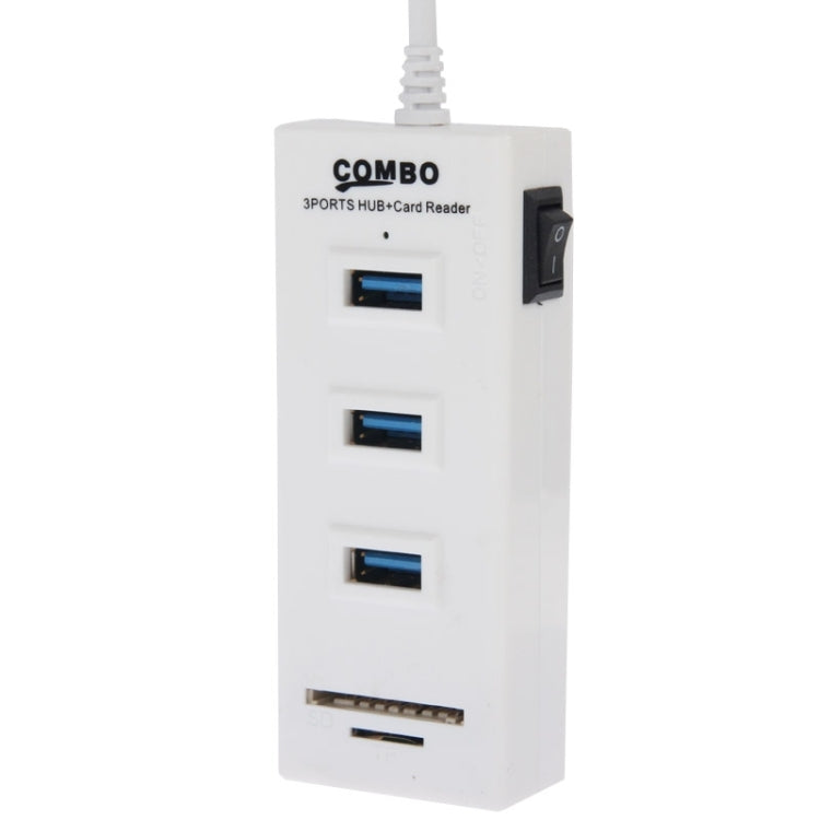 2 in 1 USB 2.0 TF/SD Card Reader & 3-port HUB, Cable Length: 80cm