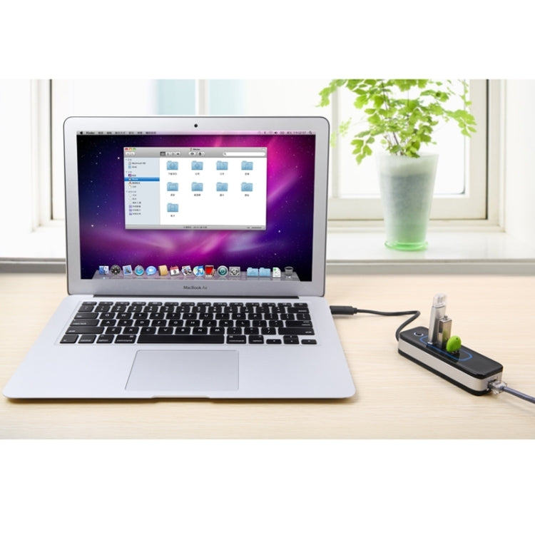IHUB-04 3 Ports USB 3.0 Hub + 1000Mbps RJ45 Gigabit Ethernet LAN Wired Network Adapter(Black)