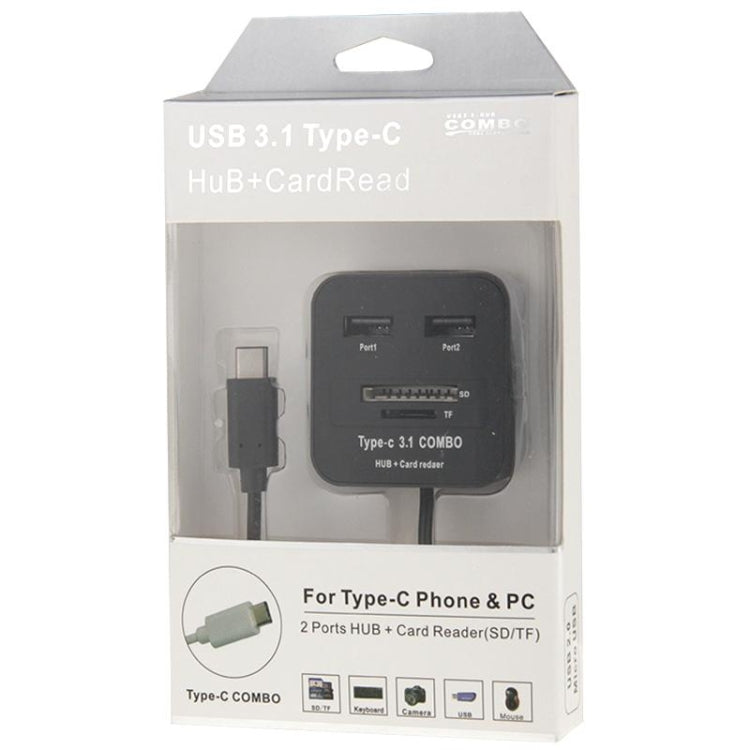 USB-C / Type-C 3.1  to 2 Ports USB HUB + SD / TF Card Reader for New Macbook & Chromebook