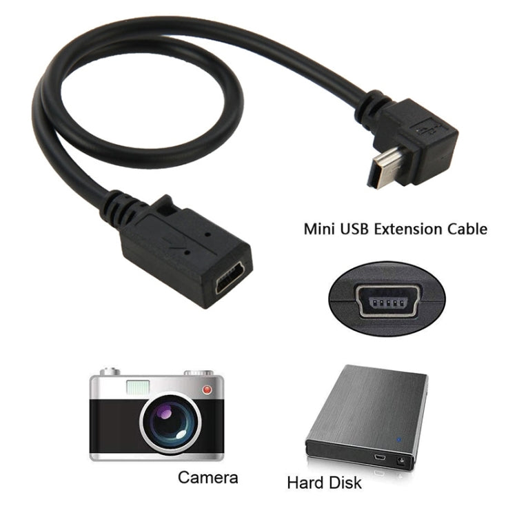 90 Degree Mini USB Male to Mini USB Female Adapter Cable, Length: 28cm