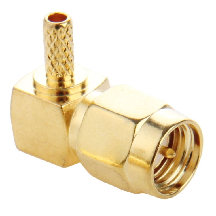 10 PCS Gold Plated Crimp SMA Male Plug 90 Degree Right Angle RF Connector Adapter for RG174 / RG316 / RG179 Cable