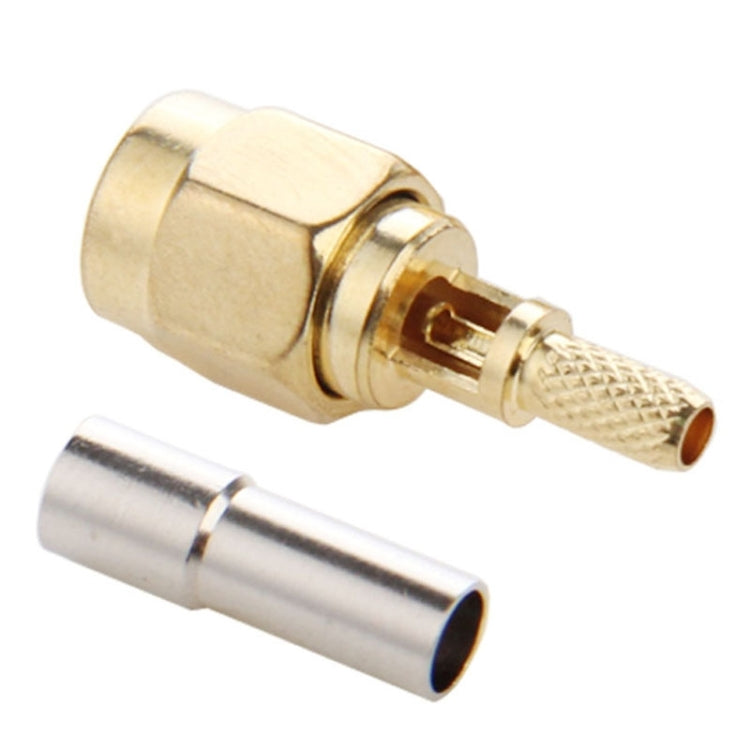 10 PCS Gold Plated Crimp SMA Male Straight Connector Adapter for RG174 / RG188 / RG316 / LMR100 Cable