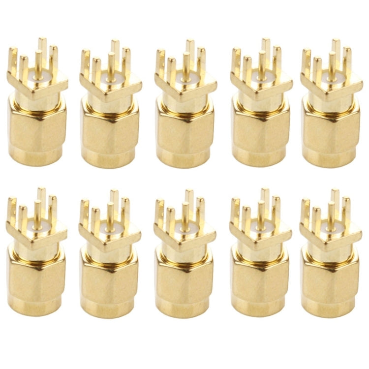 10 PCS Gold Plated SMA Male Jack Socket PCB Edge Mount Solder 0.62 inch RF Connector Adapter