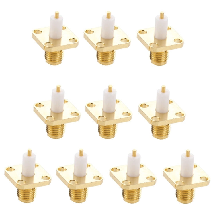 10 PCS Gold Plated SMA Female 4 Holes Chassis Panel Mount Extended Dielectric Solder Connector Adapter