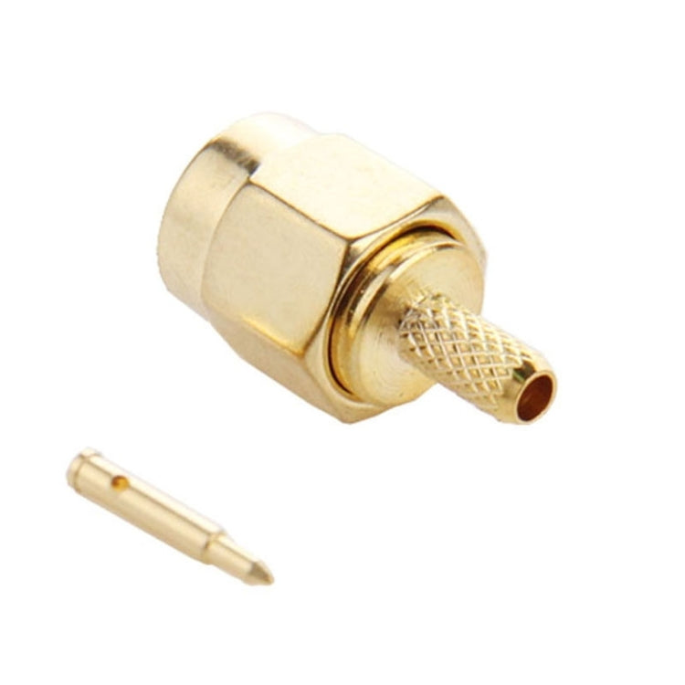 10 PCS Gold Plated Crimp SMA Male Plug Pin RF Connector Adapter for RG174 / RG316 / RG188 / RG179 Cable