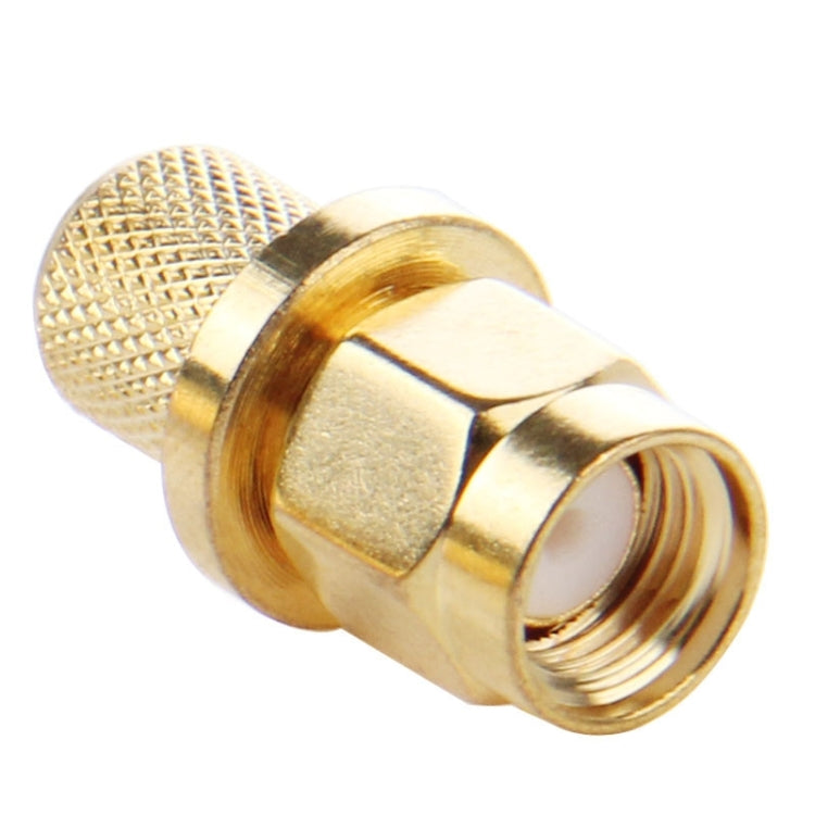 10 PCS Gold Plated SMA Male Plug Crimp RF Connector Adapter for RG58 / RG142 / LMR195 Cable