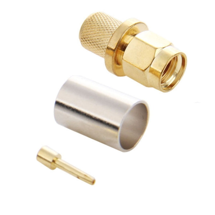 10 PCS LMR300 5D-FB Gold Plated RP-SMA Male Plug Pin Crimp RF Connector Adapter
