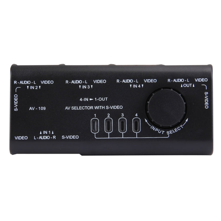 AV-109 Multi Box RCA AV Audio-Video Signal Switcher + 3 RCA Cable, 4 Group Input and 1 Group Output System(Black)