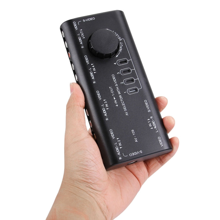 AV-109 Multi Box RCA AV Audio-Video Signal Switcher + 3 RCA Cable, 4 Group Input and 1 Group Output System(Black)