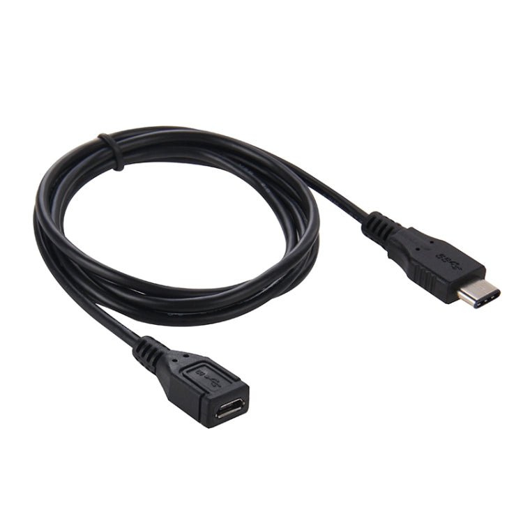 1m Micro USB 2.0 Female to USB-C / Type-C 3.1 Male Data & Charge Cable, For Galaxy S8 & S8 + / LG G6 / Huawei P10 & P10 Plus / Xiaomi Mi6 & Max 2 and other Smartphones(Black)