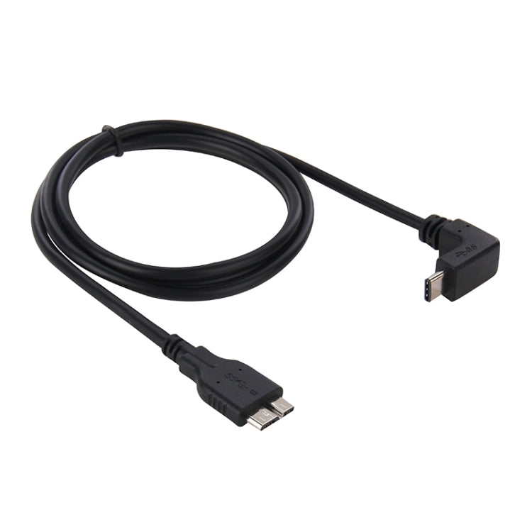 1m Micro USB 3.0 Male to 90 Degree Elbow USB 3.1 Type C Male Data & Charge Cable, For Galaxy S8 & S8 + / LG G6 / Huawei P10 & P10 Plus / Xiaomi Mi 6 & Max 2 and other Smartphones(Black)