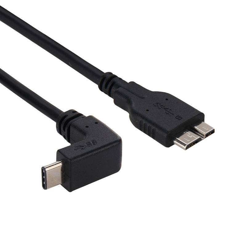 1m Micro USB 3.0 Male to 90 Degree Elbow USB 3.1 Type C Male Data & Charge Cable, For Galaxy S8 & S8 + / LG G6 / Huawei P10 & P10 Plus / Xiaomi Mi 6 & Max 2 and other Smartphones(Black)