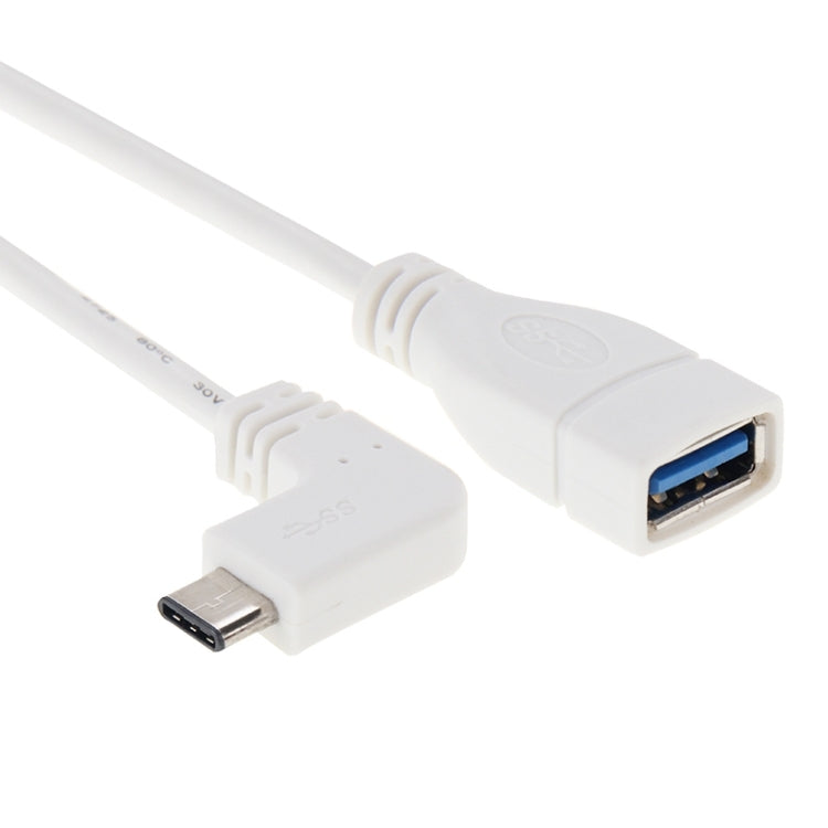 20cm 90 Degree Elbow USB 3.1 Type C Male to USB 3.0 Type A Female Data Cable, For Galaxy S8 & S8 + / LG G6 / Huawei P10 & P10 Plus / Xiaomi Mi 6 & Max 2 and other Smartphones(White)