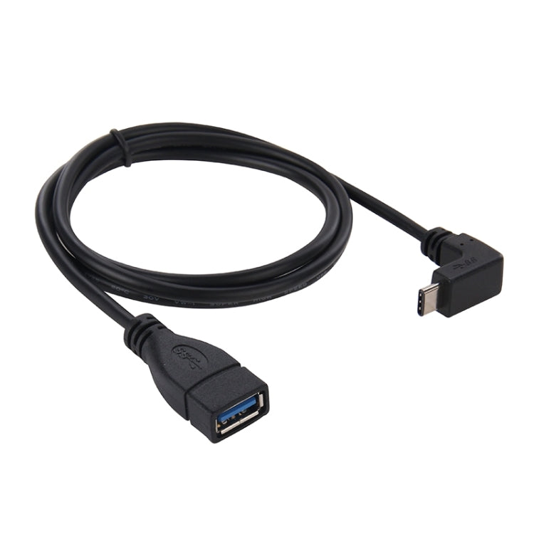 1m 90 Degree Elbow USB 3.1 Type C Male to USB 3.0 Type A Female Data Cable, For Galaxy S8 & S8 + / LG G6 / Huawei P10 & P10 Plus / Xiaomi Mi 6 & Max 2 and other Smartphones(Black)