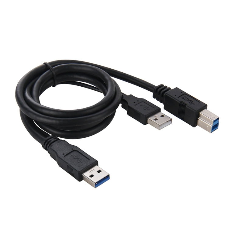 USB 3.0 Male to USB 2.0 Male & USB 3.0 Type B Male Data Cable, Length: 1m(Black)