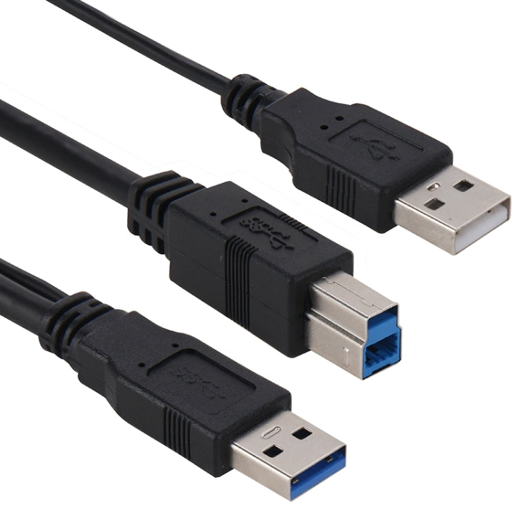 USB 3.0 Male to USB 2.0 Male & USB 3.0 Type B Male Data Cable, Length: 1m(Black)