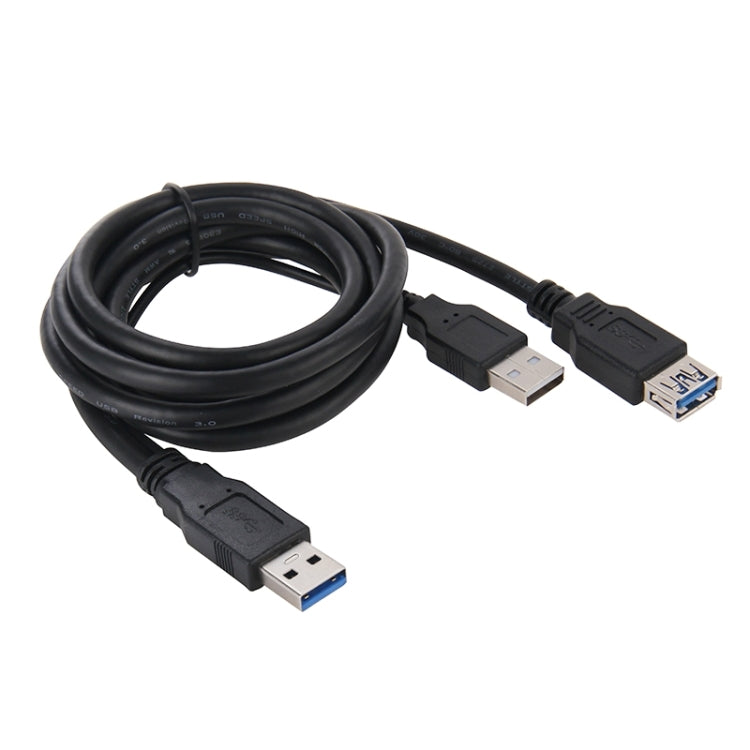 USB 3.0 Male to USB 2.0 Male & USB 3.0 Female Data Cable, Length: 1.5m(Black)