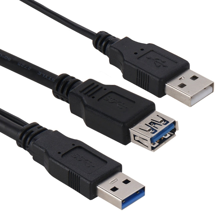 USB 3.0 Male to USB 2.0 Male & USB 3.0 Female Data Cable, Length: 1.5m(Black)