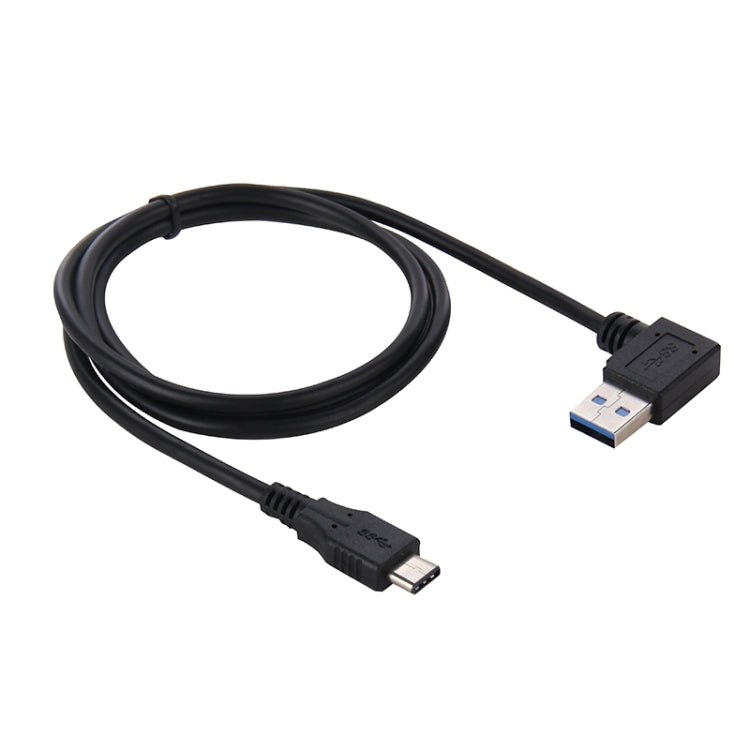 1m 90 Degree Right Angle USB 3.0 AM to USB 3.1 Type C Data & Charge Cable, For Galaxy S8 & S8 + / LG G6 / Huawei P10 & P10 Plus / Xiaomi Mi 6 & Max 2 and other Smartphones(Black)