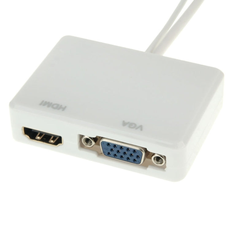 Full HD 1080P HDMI / MHL to HDMI & VGA Splitter Adapter with 3.5mm Audio Cable for Galaxy SIII / i9300(White)