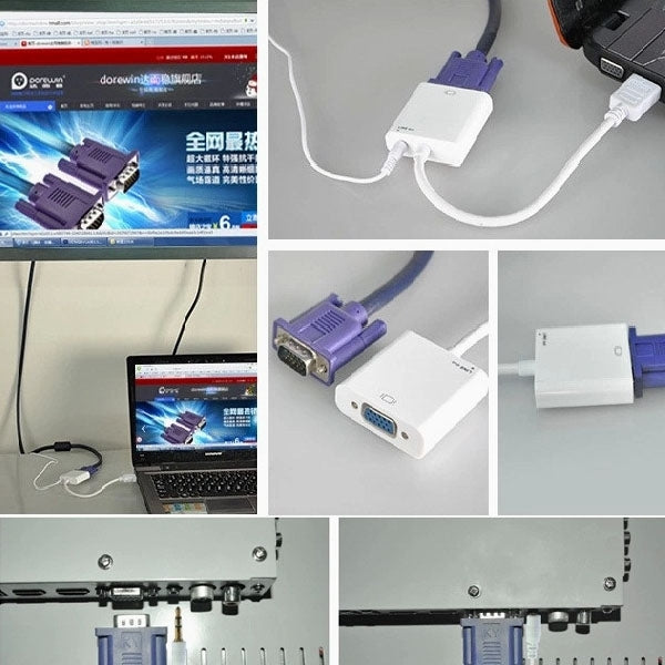 Full HD 1080P HDMI / MHL to HDMI & VGA Splitter Adapter with 3.5mm Audio Cable for Galaxy SIII / i9300(White)