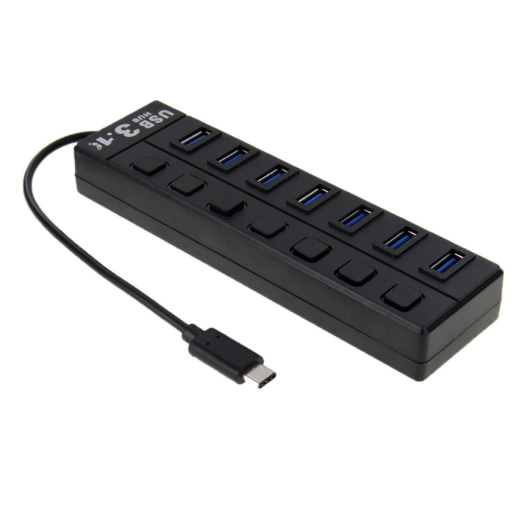 USB-C 3.1 / Type-C 7 Ports USB 3.0 Mini USB HUB with Individual Switches