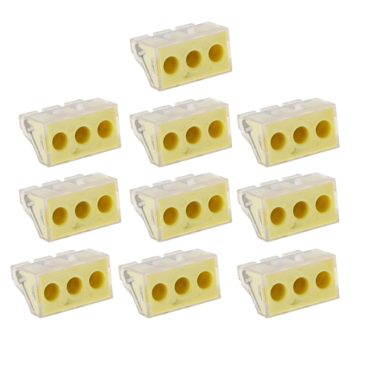 10 PCS 3 Pin Junction Box Push-in Wire Connector for Sectional Area 2.5-6 Square Millimeter Hard Wire