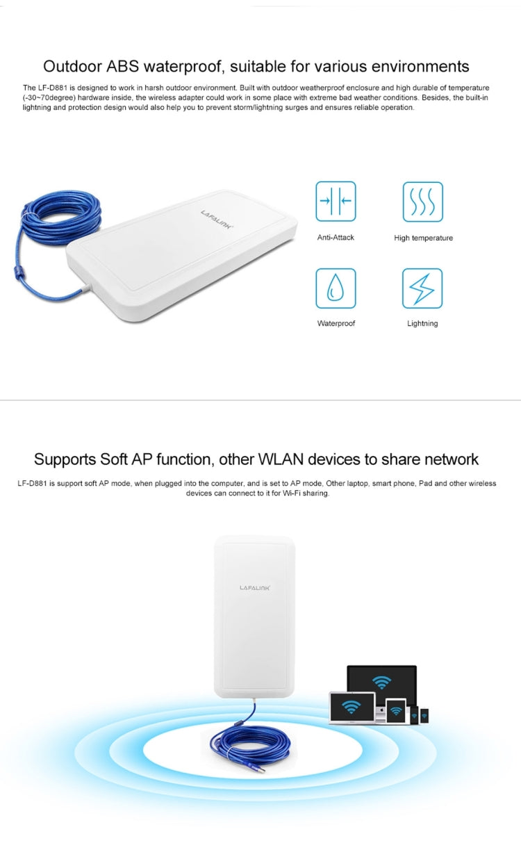 LF-D881 150Mbps Outdoor High Gain Wireless USB Adapter
