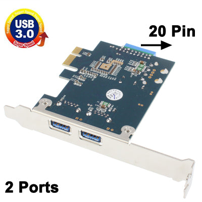 USB 3.0 2 Ports PCI-E Express Controller Card 5Gbps