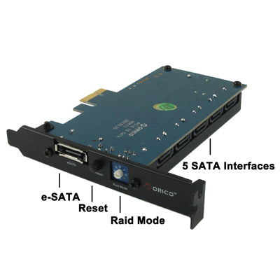 Expand PCI-Express to 5 SATA II Interfaces From Host Controller (CSA3656-ES5R)(Black)