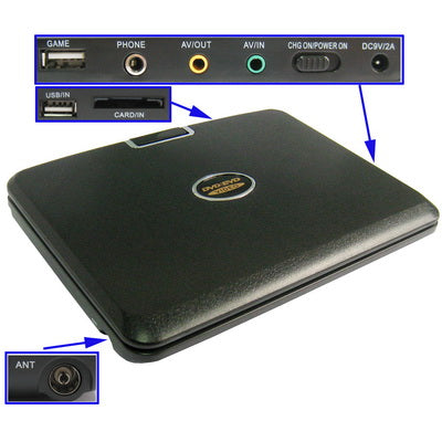 9.5 inch TFT LCD Portable DVD with TV Function & 180 degree rotatable display & game function(Black)