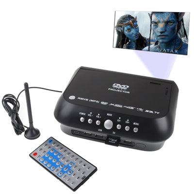 Home Theater Portable DVD high-definition projector with TV Receiver Function (PAL / NTSC / SECAM), AV IN / OUT and Game Function, Support SD / MMC Card / USB Flash Diskï¼ŒWith VGA input(Black)
